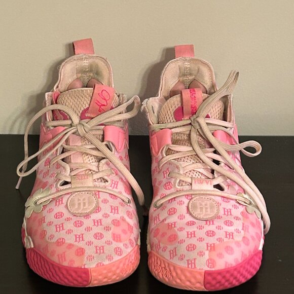ADIDAS Harden Vol 6 Pink Monogram Athletic Sneakers Sz 6 Mens 8 Womens - Picture 3 of 8
